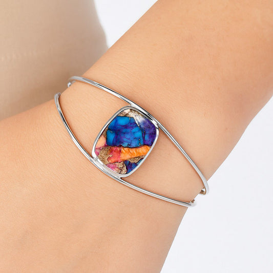 Premium Kingman Orange Dahlia Turquoise Cuff Bangle Bracelet B-1013 30-EB10255