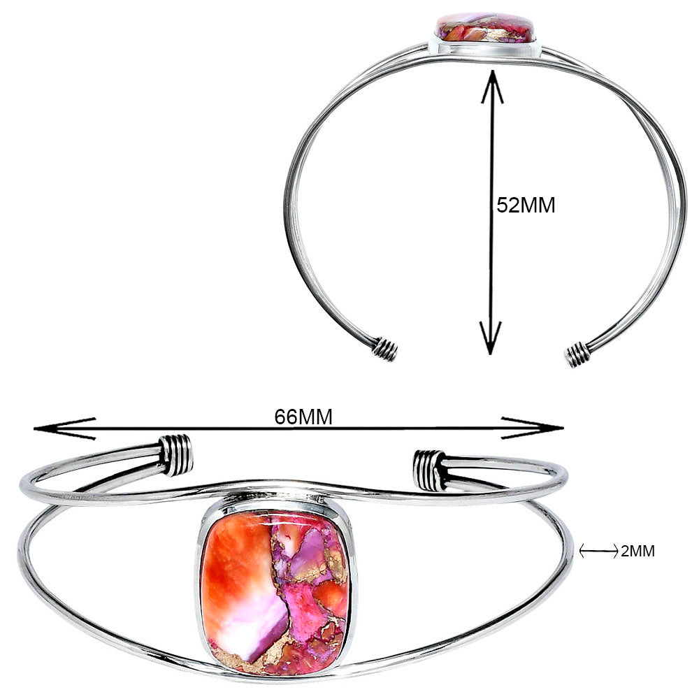 Premium Kingman Orange Dahlia Turquoise Cuff Bangle Bracelet B-1013 30-EB10256