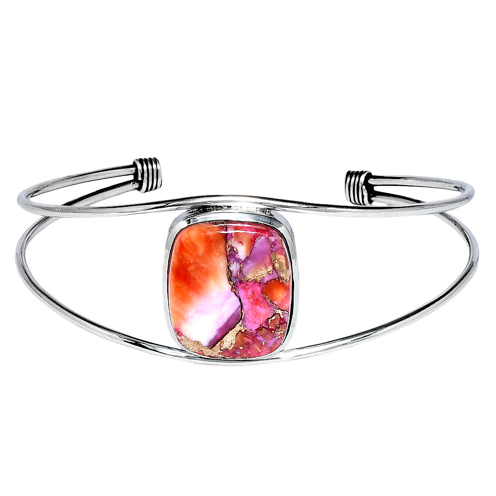 Premium Kingman Orange Dahlia Turquoise Cuff Bangle Bracelet B-1013 30-EB10256