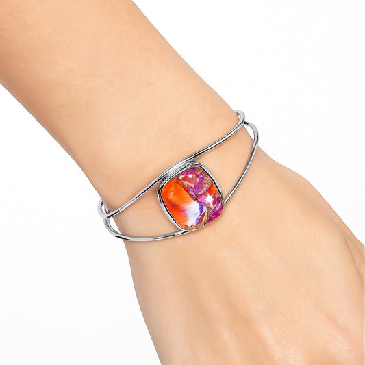 Premium Kingman Orange Dahlia Turquoise Cuff Bangle Bracelet B-1013 30-EB10256