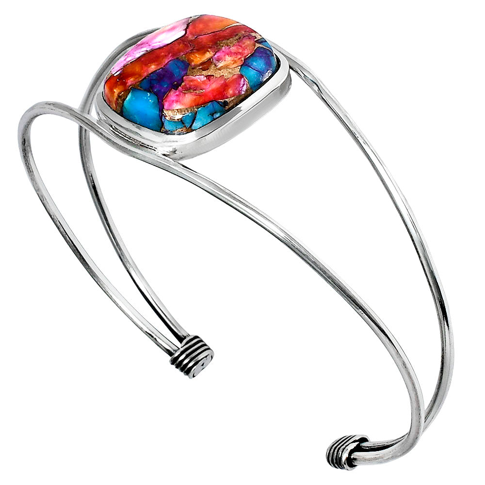 Premium Kingman Orange Dahlia Turquoise Cuff Bangle Bracelet B-1013 30-EB10257