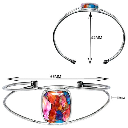 Premium Kingman Orange Dahlia Turquoise Cuff Bangle Bracelet B-1013 30-EB10257