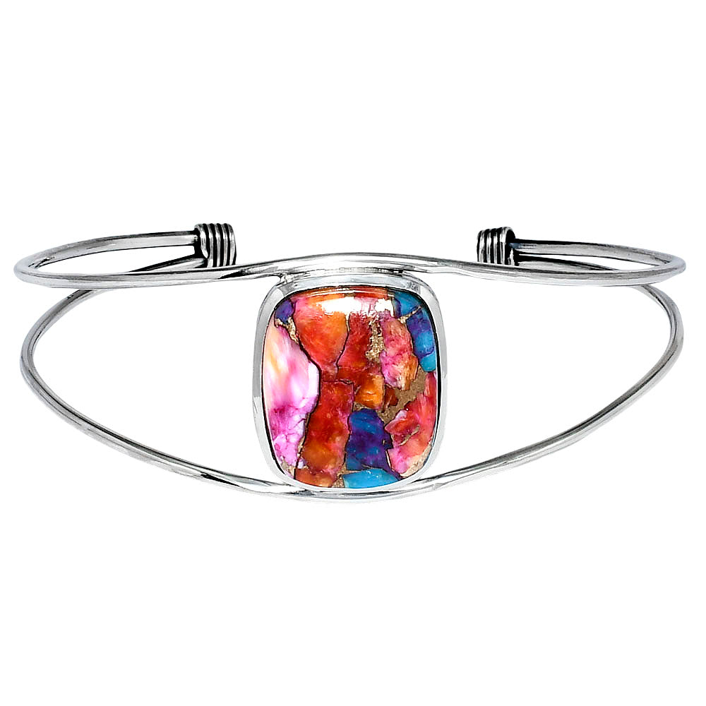 Premium Kingman Orange Dahlia Turquoise Cuff Bangle Bracelet B-1013 30-EB10257