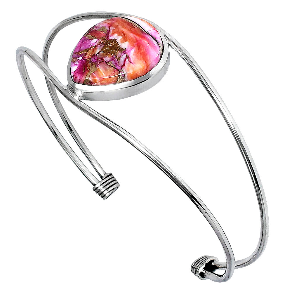 Premium Kingman Orange Dahlia Turquoise Cuff Bangle Bracelet B-1013 30-EB10258