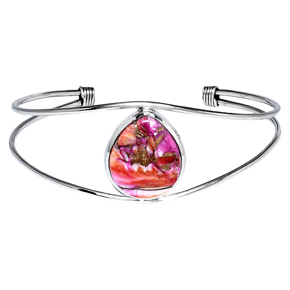 Premium Kingman Orange Dahlia Turquoise Cuff Bangle Bracelet B-1013 30-EB10258