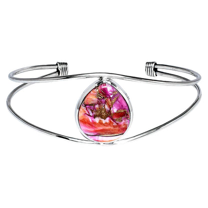 Premium Kingman Orange Dahlia Turquoise Cuff Bangle Bracelet B-1013 30-EB10258