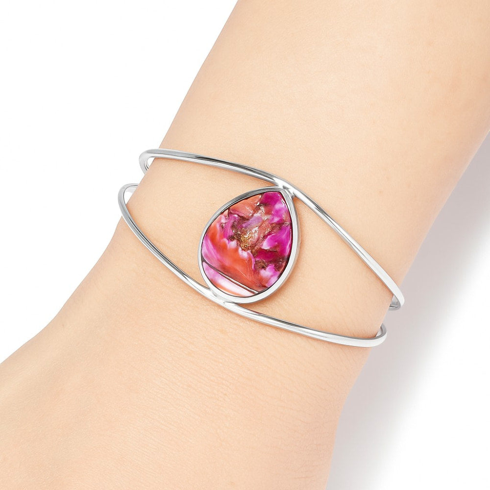 Premium Kingman Orange Dahlia Turquoise Cuff Bangle Bracelet B-1013 30-EB10258