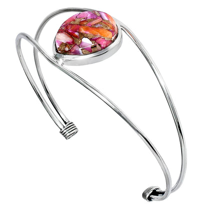 Premium Kingman Orange Dahlia Turquoise Cuff Bangle Bracelet B-1013 30-EB10260