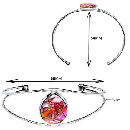 Premium Kingman Orange Dahlia Turquoise Cuff Bangle Bracelet B-1013 30-EB10260