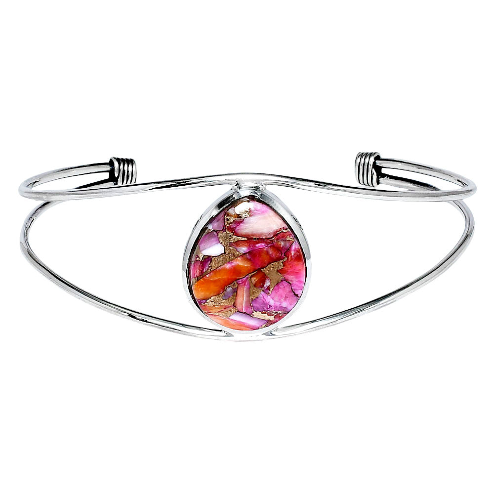 Premium Kingman Orange Dahlia Turquoise Cuff Bangle Bracelet B-1013 30-EB10260