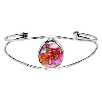 Premium Kingman Orange Dahlia Turquoise Cuff Bangle Bracelet B-1013 30-EB10260