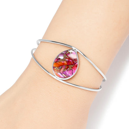 Premium Kingman Orange Dahlia Turquoise Cuff Bangle Bracelet B-1013 30-EB10260