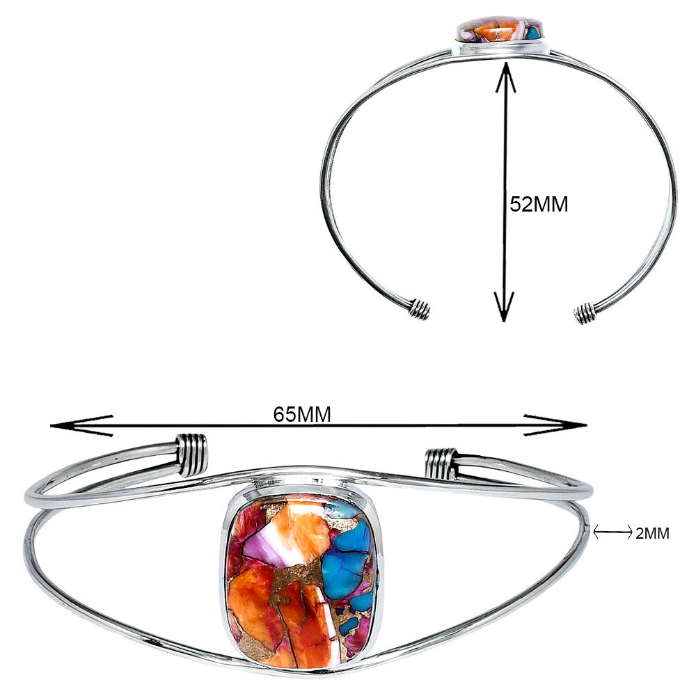 Premium Kingman Orange Dahlia Turquoise Cuff Bangle Bracelet B-1013 30-EB10261