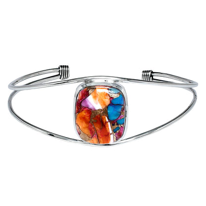 Premium Kingman Orange Dahlia Turquoise Cuff Bangle Bracelet B-1013 30-EB10261