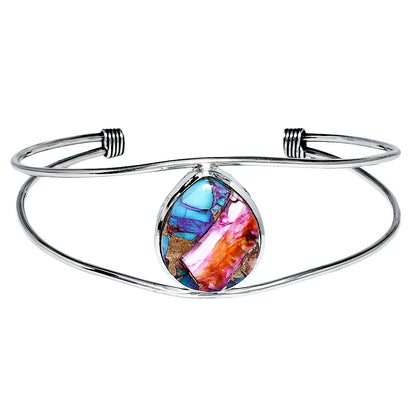 Premium Kingman Orange Dahlia Turquoise Cuff Bangle Bracelet B-1013 30-EB10262