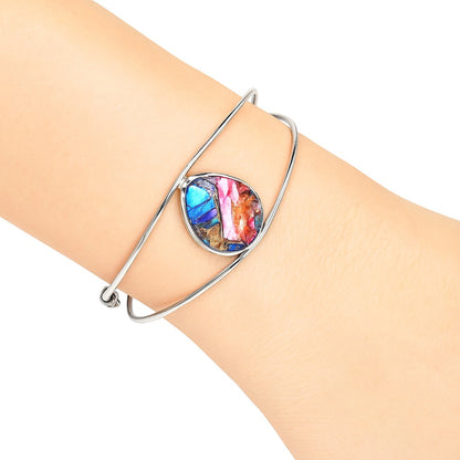 Premium Kingman Orange Dahlia Turquoise Cuff Bangle Bracelet B-1013 30-EB10262