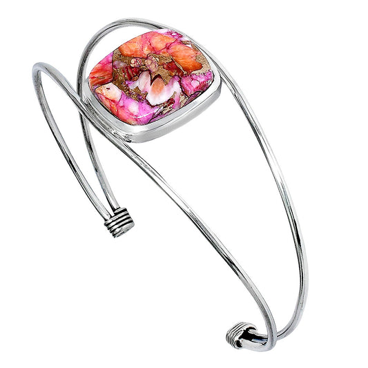 Premium Kingman Orange Dahlia Turquoise Cuff Bangle Bracelet B-1013 30-EB10263