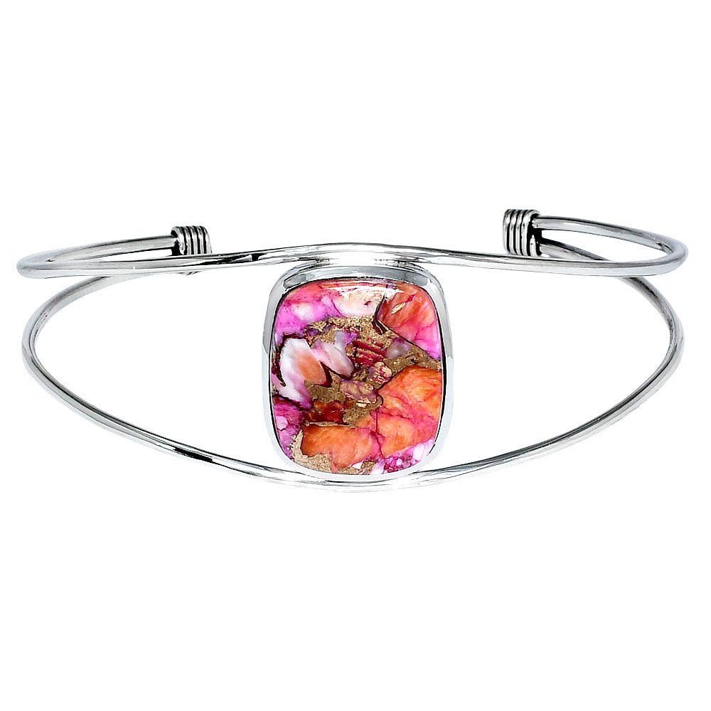 Premium Kingman Orange Dahlia Turquoise Cuff Bangle Bracelet B-1013 30-EB10263