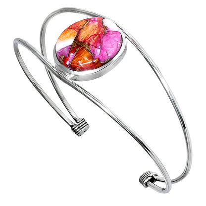Premium Kingman Orange Dahlia Turquoise Cuff Bangle Bracelet B-1013 30-EB10264