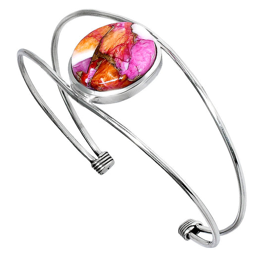 Premium Kingman Orange Dahlia Turquoise Cuff Bangle Bracelet B-1013 30-EB10264