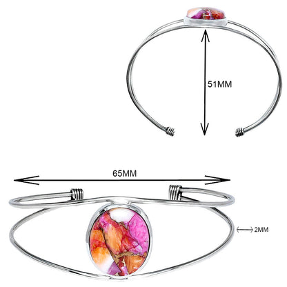 Premium Kingman Orange Dahlia Turquoise Cuff Bangle Bracelet B-1013 30-EB10264