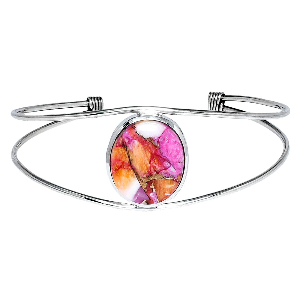 Premium Kingman Orange Dahlia Turquoise Cuff Bangle Bracelet B-1013 30-EB10264