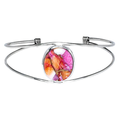 Premium Kingman Orange Dahlia Turquoise Cuff Bangle Bracelet B-1013 30-EB10264