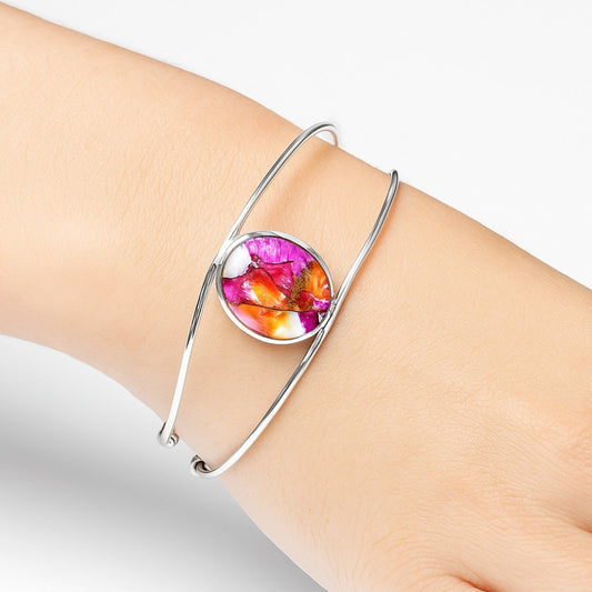 Premium Kingman Orange Dahlia Turquoise Cuff Bangle Bracelet B-1013 30-EB10264