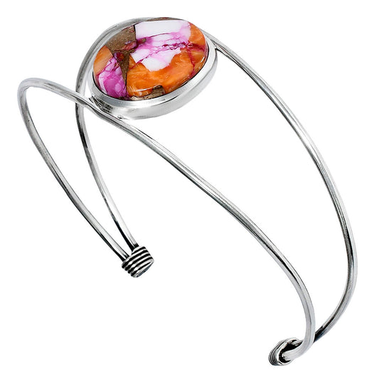 Premium Kingman Orange Dahlia Turquoise Cuff Bangle Bracelet B-1013 30-EB10265