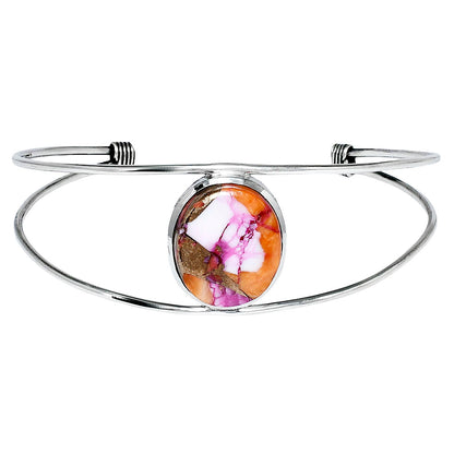 Premium Kingman Orange Dahlia Turquoise Cuff Bangle Bracelet B-1013 30-EB10265