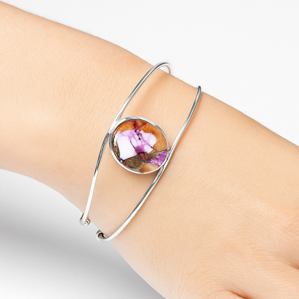 Premium Kingman Orange Dahlia Turquoise Cuff Bangle Bracelet B-1013 30-EB10265