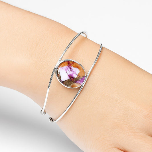 Premium Kingman Orange Dahlia Turquoise Cuff Bangle Bracelet B-1013 30-EB10265