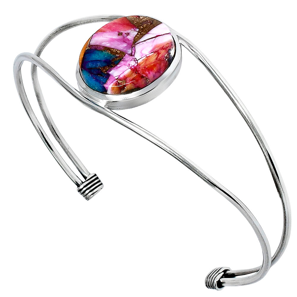 Premium Kingman Orange Dahlia Turquoise Cuff Bangle Bracelet B-1013 30-EB10267