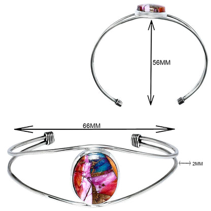 Premium Kingman Orange Dahlia Turquoise Cuff Bangle Bracelet B-1013 30-EB10267