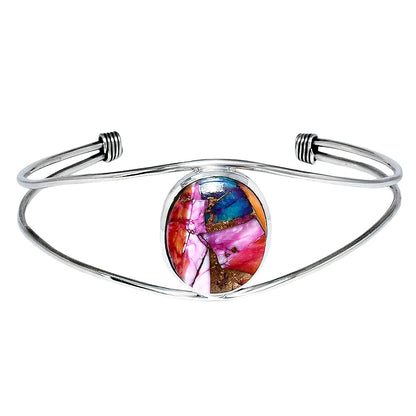 Premium Kingman Orange Dahlia Turquoise Cuff Bangle Bracelet B-1013 30-EB10267