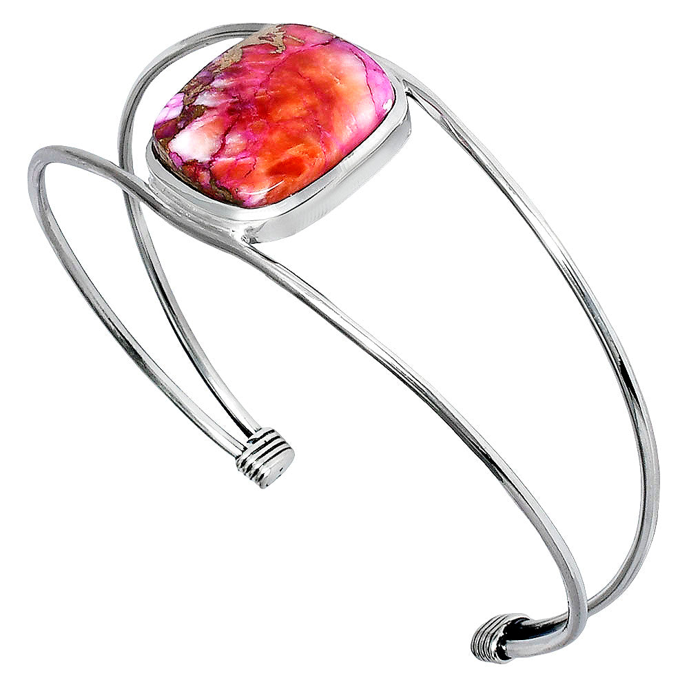 Premium Kingman Orange Dahlia Turquoise Cuff Bangle Bracelet B-1013 30-EB10268