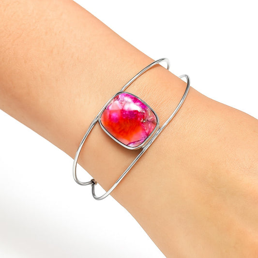 Premium Kingman Orange Dahlia Turquoise Cuff Bangle Bracelet B-1013 30-EB10268