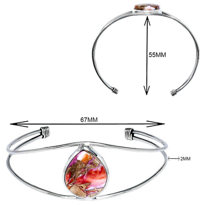 Premium Kingman Orange Dahlia Turquoise Cuff Bangle Bracelet B-1013 30-EB10270