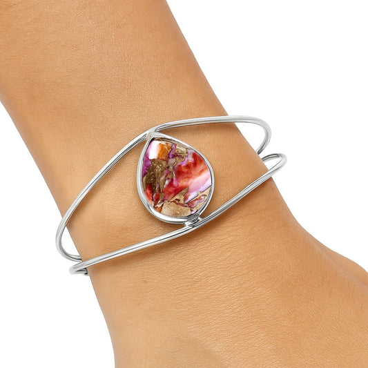 Premium Kingman Orange Dahlia Turquoise Cuff Bangle Bracelet B-1013 30-EB10270