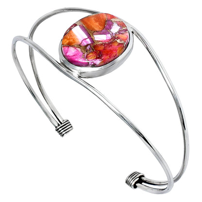 Premium Kingman Orange Dahlia Turquoise Cuff Bangle Bracelet B-1013 30-EB10271