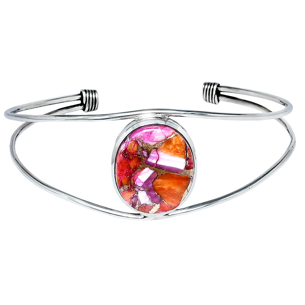 Premium Kingman Orange Dahlia Turquoise Cuff Bangle Bracelet B-1013 30-EB10271