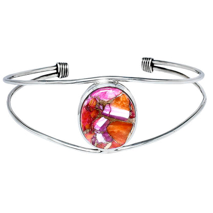 Premium Kingman Orange Dahlia Turquoise Cuff Bangle Bracelet B-1013 30-EB10271