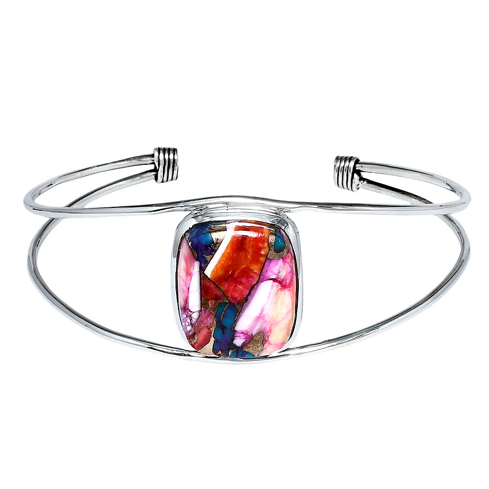 Premium Kingman Orange Dahlia Turquoise Cuff Bangle Bracelet B-1013 30-EB10272