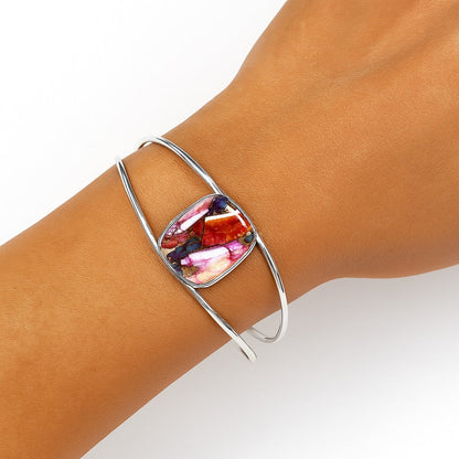 Premium Kingman Orange Dahlia Turquoise Cuff Bangle Bracelet B-1013 30-EB10272