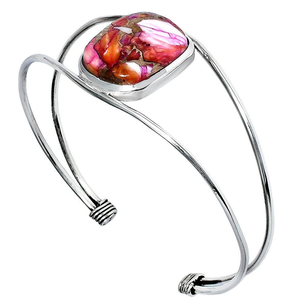 Premium Kingman Orange Dahlia Turquoise Cuff Bangle Bracelet B-1013 30-EB10273