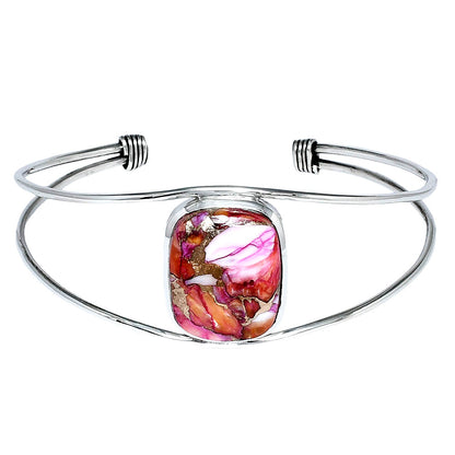 Premium Kingman Orange Dahlia Turquoise Cuff Bangle Bracelet B-1013 30-EB10273