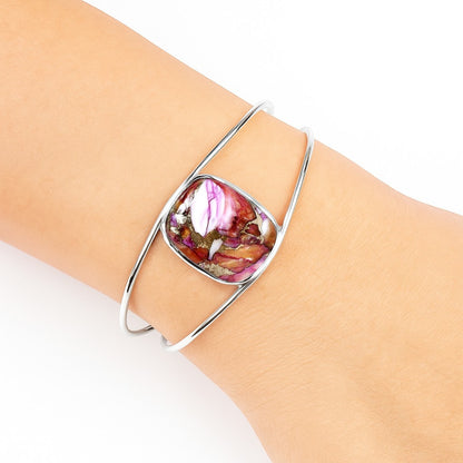 Premium Kingman Orange Dahlia Turquoise Cuff Bangle Bracelet B-1013 30-EB10273