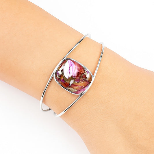 Premium Kingman Orange Dahlia Turquoise Cuff Bangle Bracelet B-1013 30-EB10273