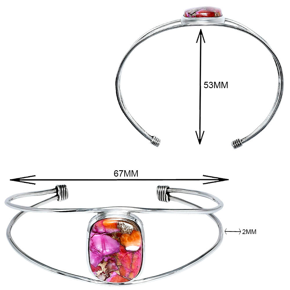 Premium Kingman Orange Dahlia Turquoise Cuff Bangle Bracelet B-1013 30-EB10274
