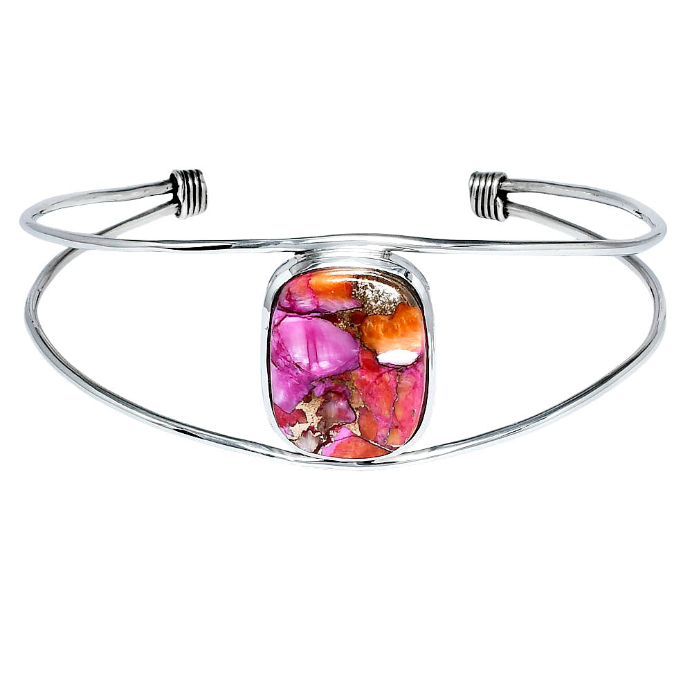 Premium Kingman Orange Dahlia Turquoise Cuff Bangle Bracelet B-1013 30-EB10274